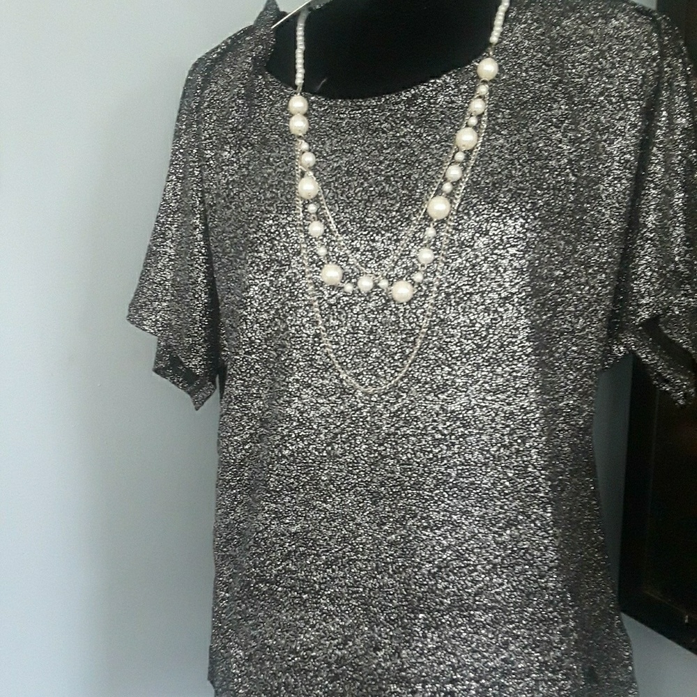 Silver Glitter Loose Blouse